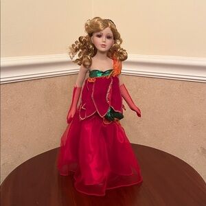 Stunning 15” Porcelain Poinsettia Doll – Heritage Signature Collection